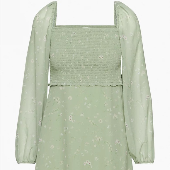 aritzia wilfred sage green villa tempest dress with white flowers - Picture 14 of 15